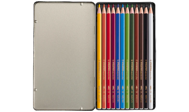 Aquarellable Colouring Pencil - STABILOaquacolor - ARTY - Tin of 12 - Assorted Colours - Image 3