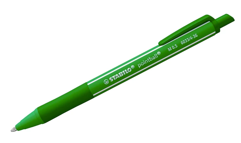 Ballpoint Pen - STABILO pointball Colourful - Pack of 4 - Dark Grey, Mint Green, Rust Red and Ultramarine - Image 3