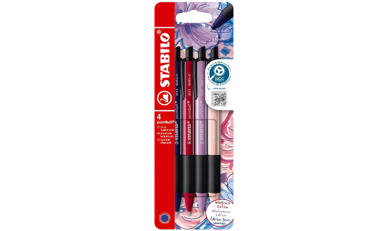 Ballpoint Pen - STABILO pointball NatureCOLORS Wildflower - Pack of 4 Assorted Colours - Image 2