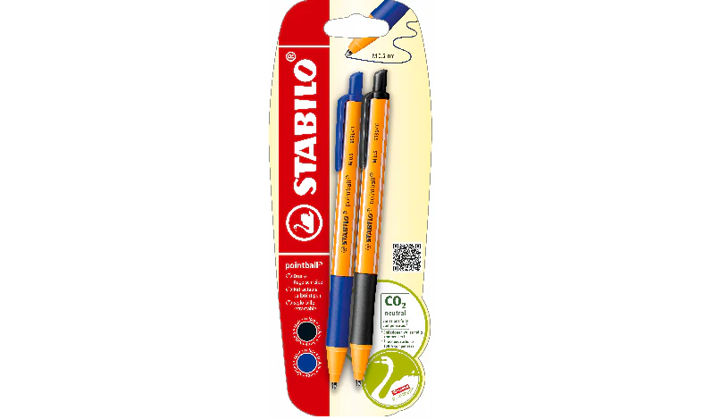 Ballpoint Pen - STABILO pointball - Pack of 2 - Blue, Black - Image 2