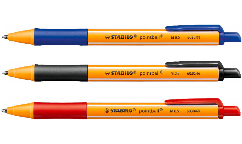 Ballpoint Pen - STABILO pointball - Pack of 3 - Blue, Black, Red - Image 3