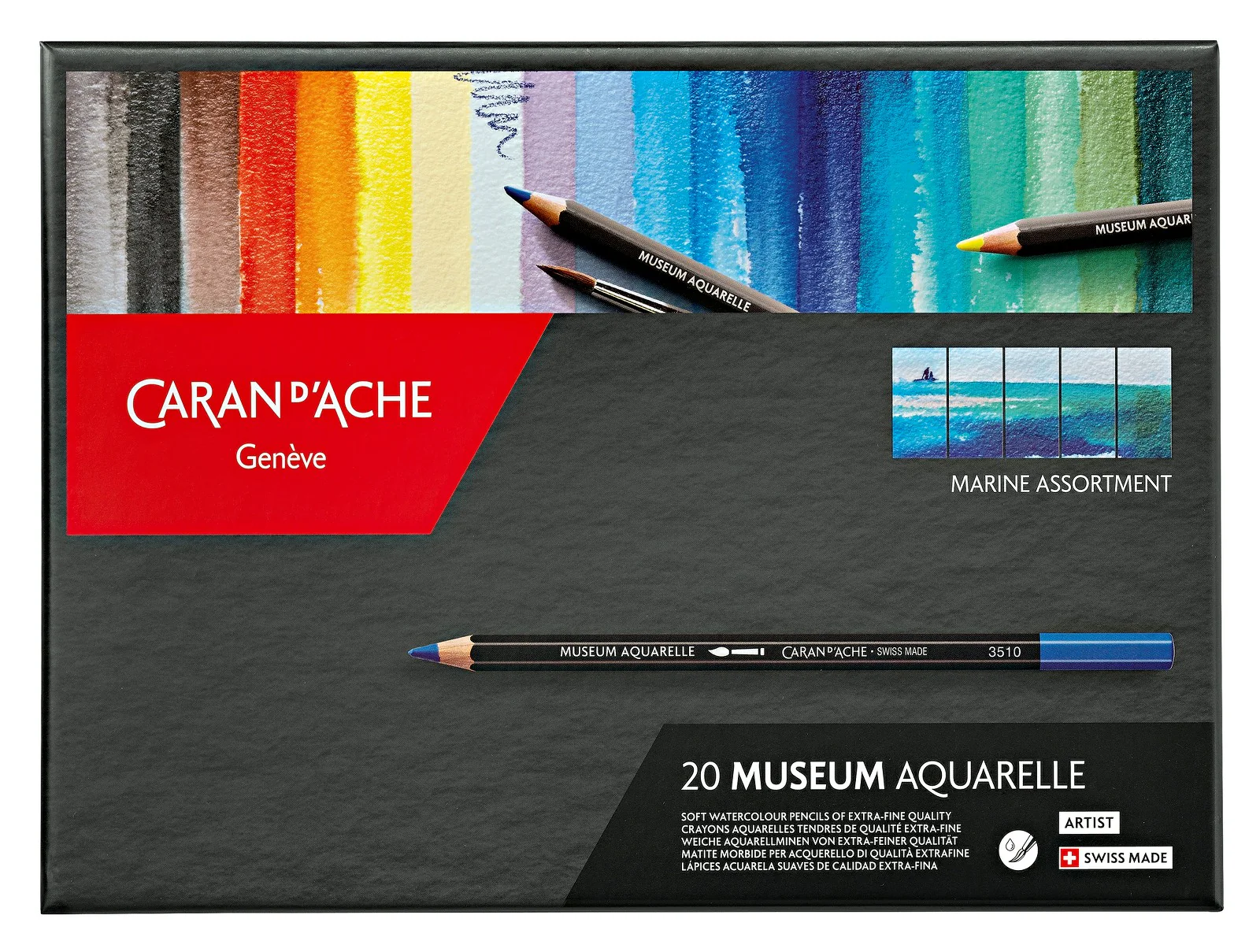 Caran d’Ache Museum Aquarelle Watercolour Pencils – Marine Set of 20