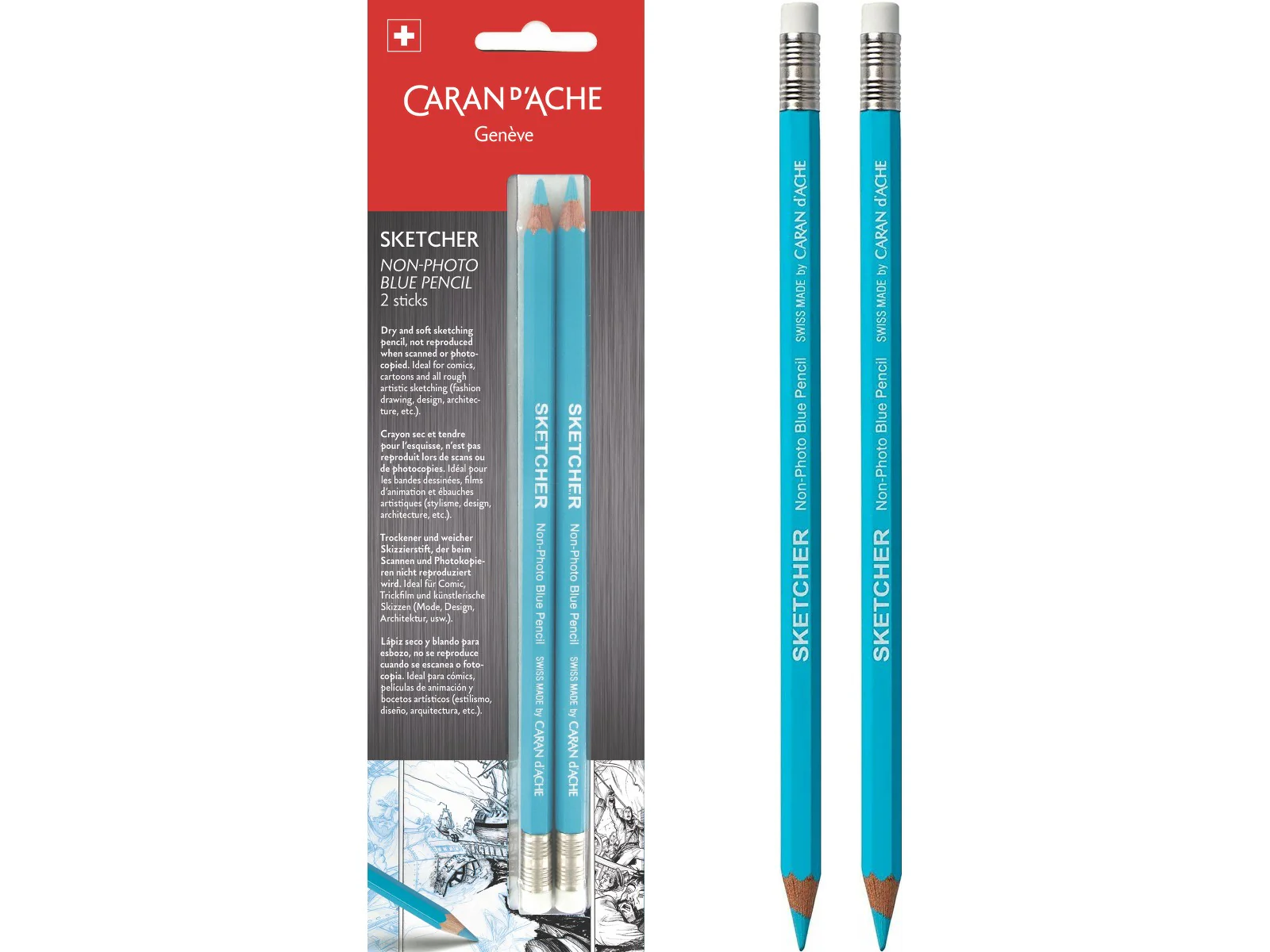 Caran d’Ache Sketcher Non-Photo Blue Pencils – Set of 2