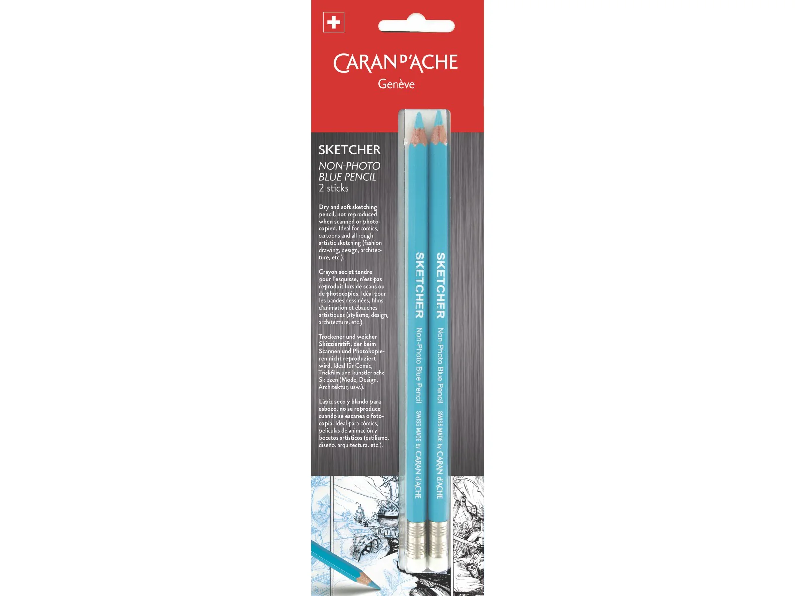 Caran d’Ache Sketcher Non-Photo Blue Pencils – Set of 2 - Image 2