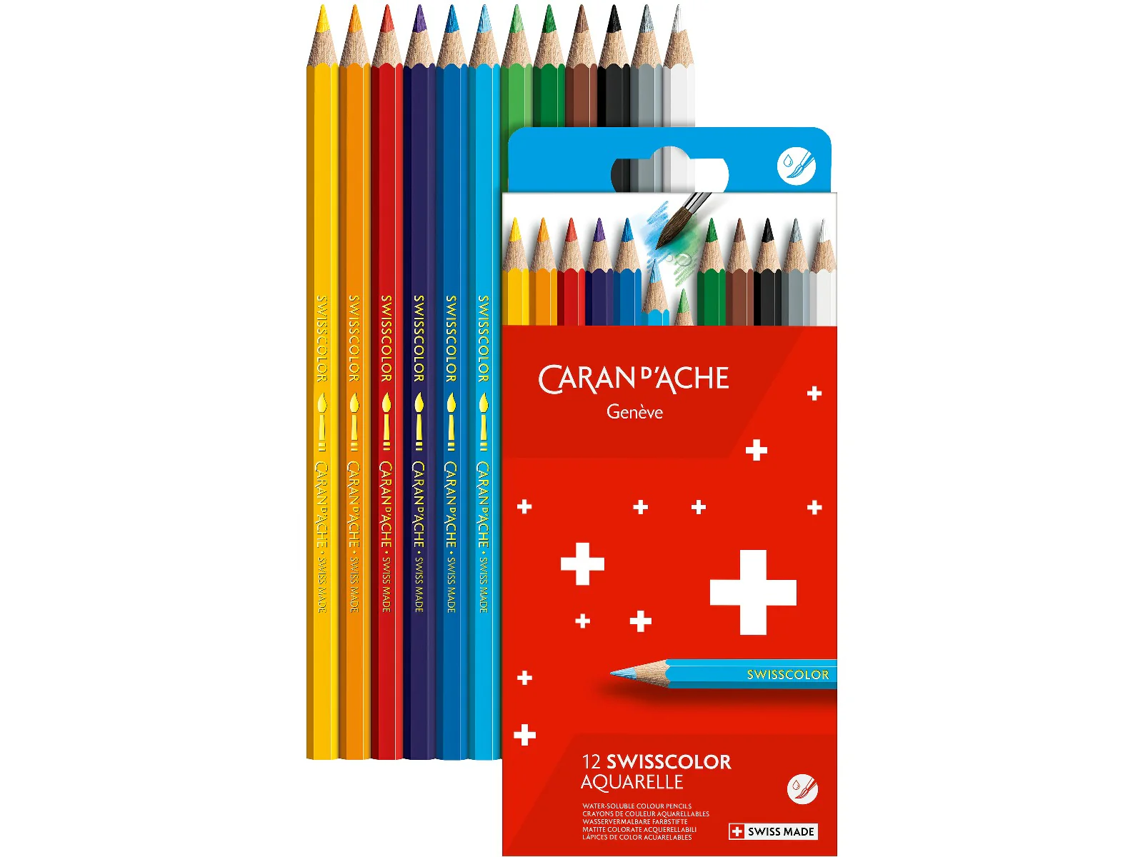 Caran d’Ache Swisscolor Water-Soluble Coloured Pencils – Set of 12 - Image 2