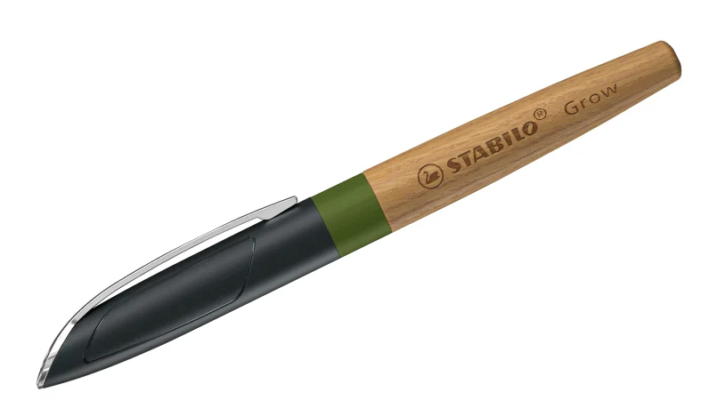 Climate-Neutral Fountain Pen - STABILO Grow - Pack of 1 - Moss Green/Oak Wood including Blue Ink Cartridge - Image 4
