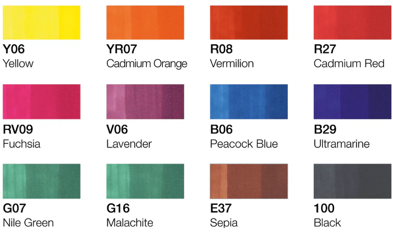 Copic Classic Marker Pen Set of 12 Bright Colours - Image 3