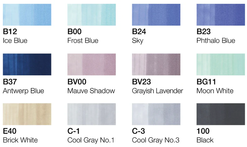 Copic Classic Marker Pen Set of 12 Winter Colours - Image 3