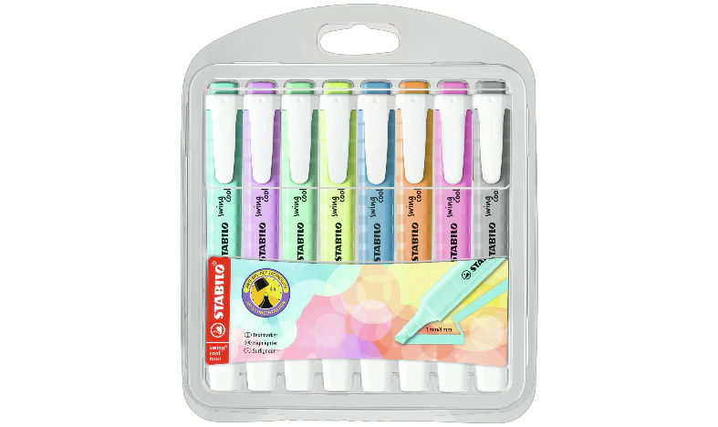 Highlighter - STABILO swing cool Pastel - Pack of 8 - Assorted Colours - Image 2