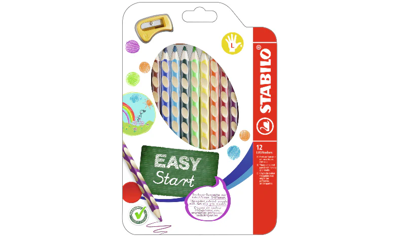 Ergonomic Colouring Pencil - STABILO EASYcolors - Left-Handed - Pack of 12 - Assorted Colours with Sharpener - Image 2