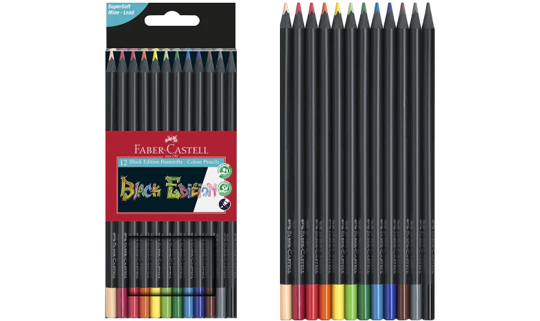 Faber-Castell Colour Pencils Black Edition Set of 12 Assorted Colours
