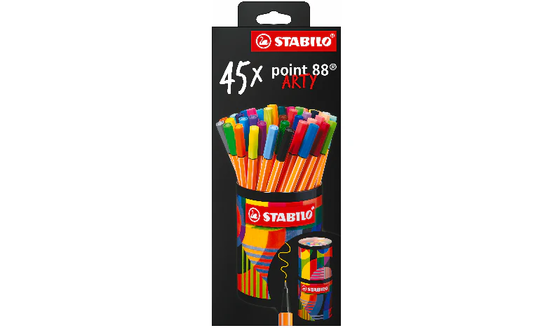 Fineliner - STABILO point 88 - ARTY - Tin of 45 - Assorted Colours - Image 2