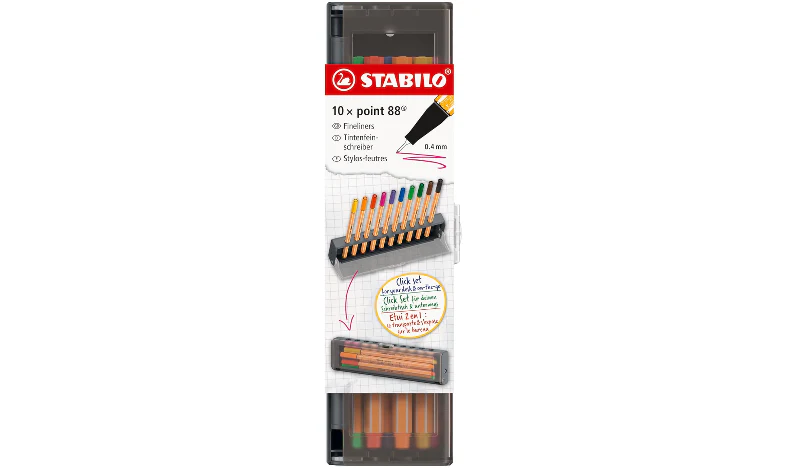 Fineliner - STABILO point 88 - Click Set Pack of 10 - Assorted Colours - Image 2