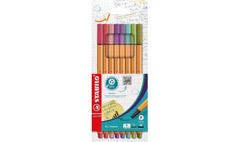 Fineliner - STABILO point 88 - Pack of 8 - Assorted Colours - Image 2