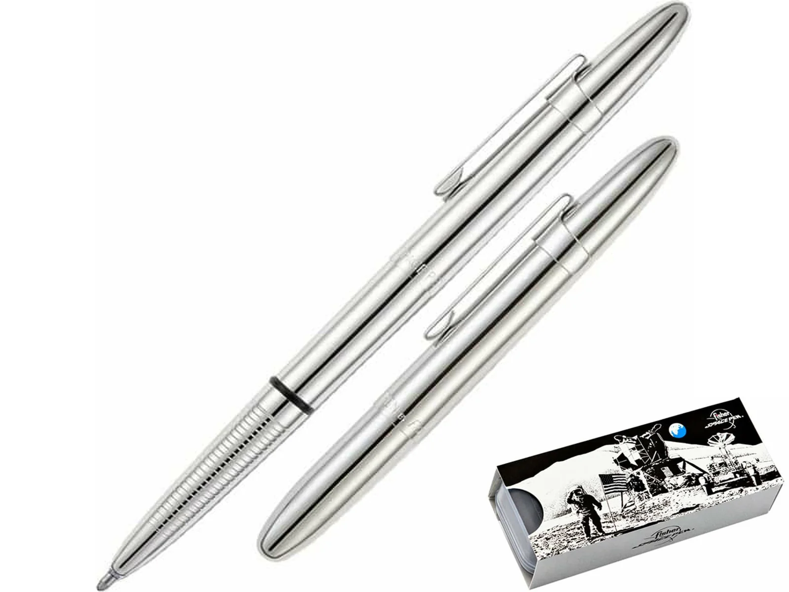 Fisher Space Pen Bullet Ballpoint Pen – Chrome with Clip (Gift Boxed)