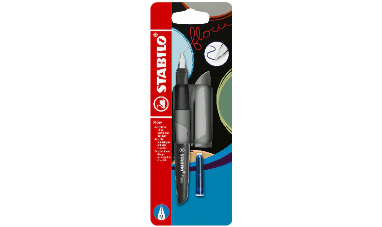 Fountain Pen - STABILO Flow - MONOCHROME - Medium Nib - Pack of 1 - Assorted Colours including Blue Ink Cartridge - Image 2