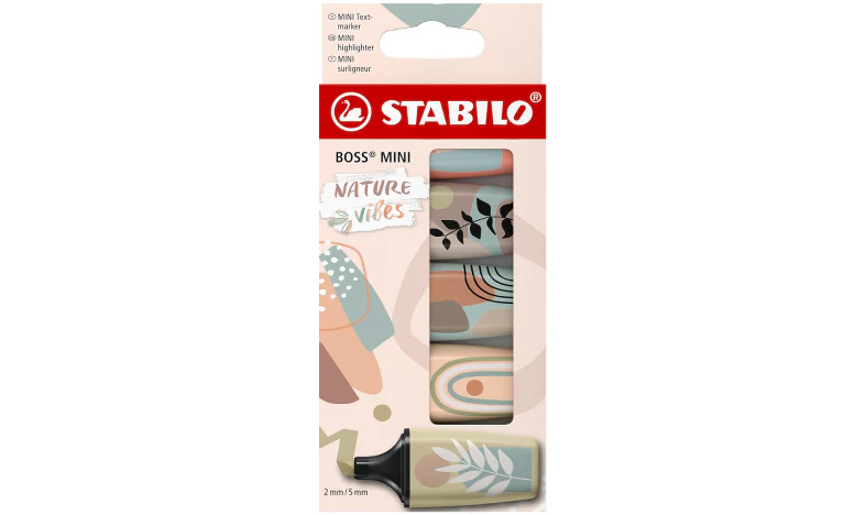 Highlighter - STABILO BOSS MINI Naturevibes - Pack of 5 Assorted Colours - Image 2