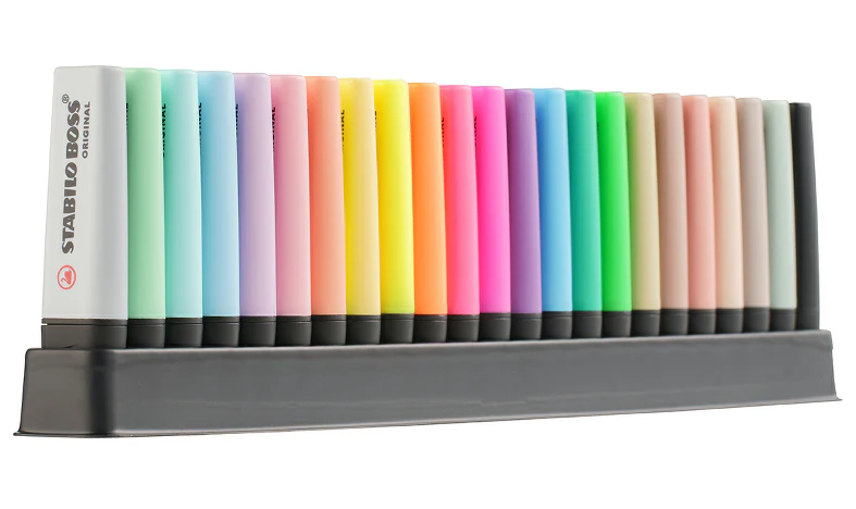Highlighter - STABILO BOSS ORIGINAL - Deskset of 23 - 8 x Neon Colours, 8 x Pastel Colours, 6 x Nature Colours and 1 x Black Marker - Image 3