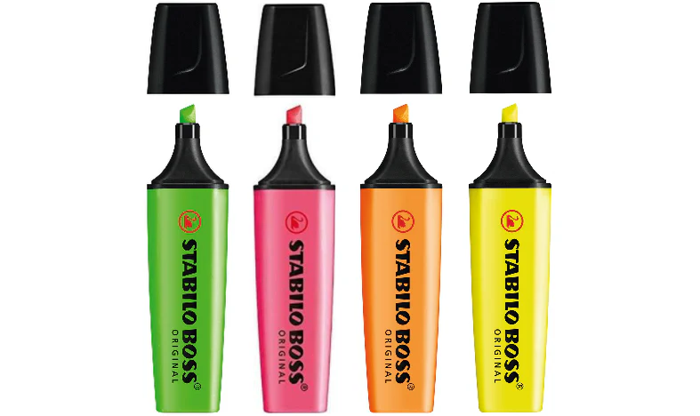 Highlighter - STABILO BOSS ORIGINAL - Pack of 4 - Yellow, Orange, Green, Pink - Image 3
