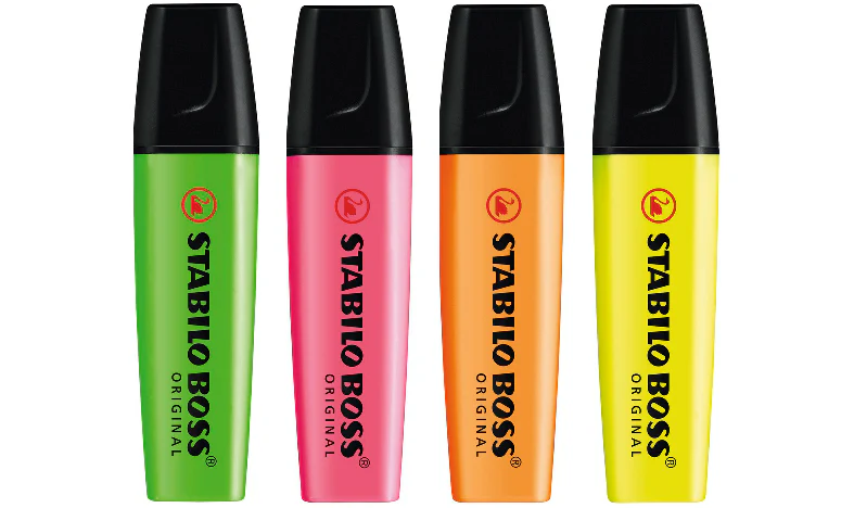 Highlighter - STABILO BOSS ORIGINAL - Pack of 4 - Yellow, Orange, Green, Pink - Image 4