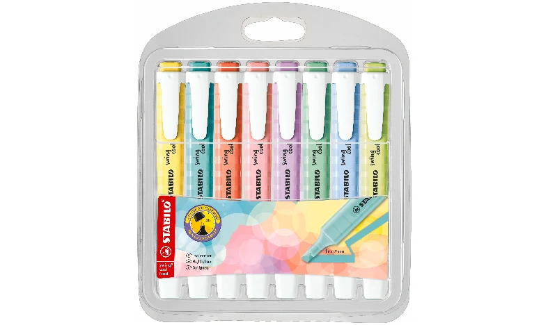 Highlighter - STABILO swing cool Pastel - Pack of 8 - Assorted Colours - Image 2