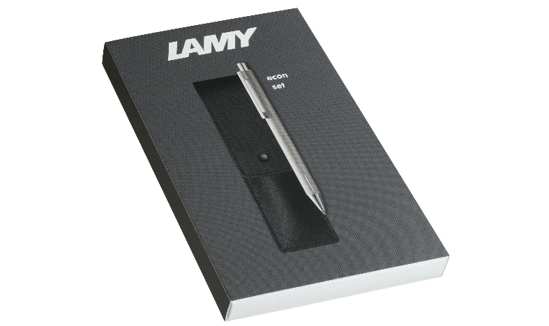 LAMY 240 KS econ Brushed Ballpoint Pen and Leather Pouch set - Image 4