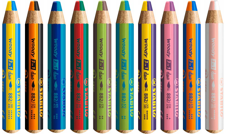 Multi-Talented Pencil - STABILO woody 3 in 1 duo - Pack of 10 - Assorted Colours with Sharpener - Image 2