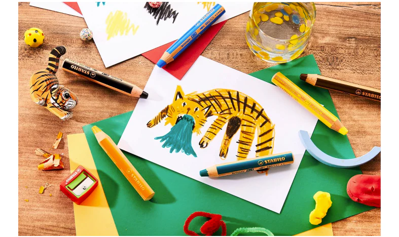 Multi-Talented Pencil - STABILO woody 3 in 1 - Pack of 6 - Birthday Edition - Tiger - Assorted Colours with Sharpener - Image 7