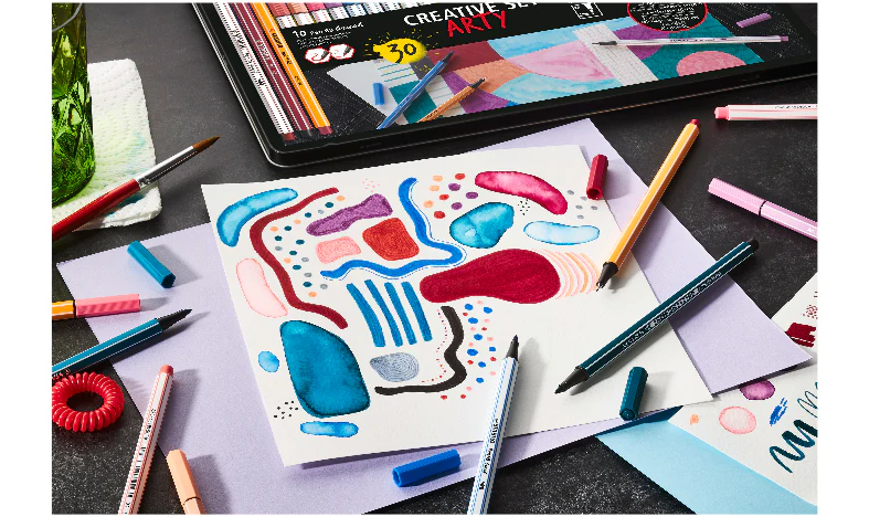 Pen Set - STABILO Creative Set - Pen 68 brush, Pen 68 + point 88 - ARTY - Tin of 30 - Assorted Colours - Image 4