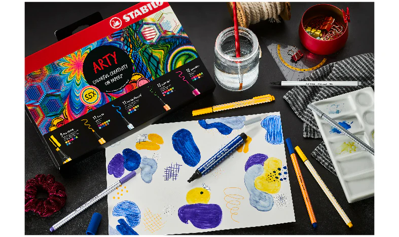 Pen Set - STABILO Creative Set - Pen 68 Max, Pen 68, Pen 68 brush, point 88, pointMax - ARTY - Pack of 55 - Assorted Colours - Image 4
