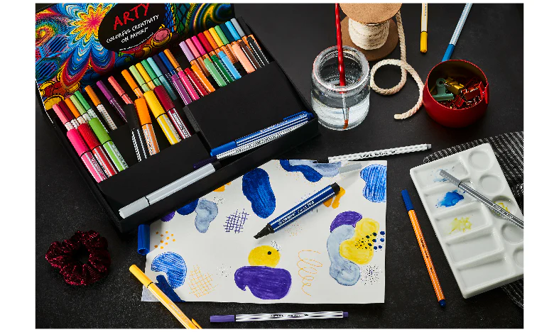 Pen Set - STABILO Creative Set - Pen 68 Max, Pen 68, Pen 68 brush, point 88, pointMax - ARTY - Pack of 55 - Assorted Colours - Image 5