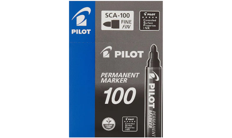 Pilot 100 Permanent Marker Bullet Tip Box of 12 Black - Image 2