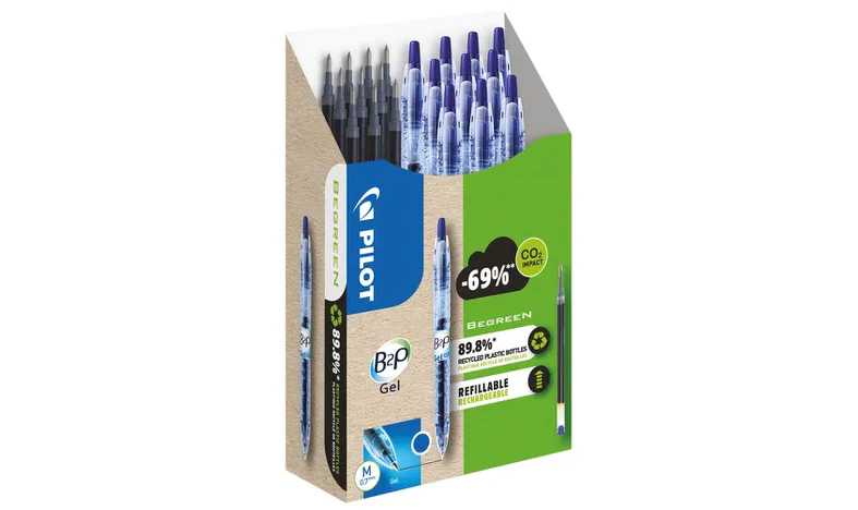 Pilot BegreeN B2P Gel Rollerball Pen Medium Pen and Refill Pack Blue - Image 3