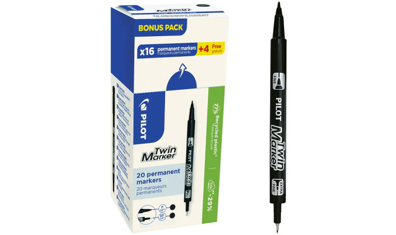 Pilot BegreeN Twin Marker Pen F/EF Black Box of 20