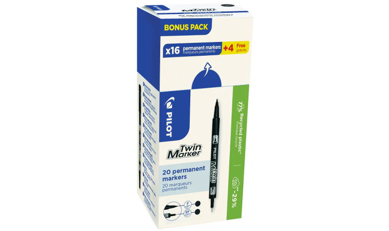 Pilot BegreeN Twin Marker Pen F/EF Black Box of 20 - Image 2