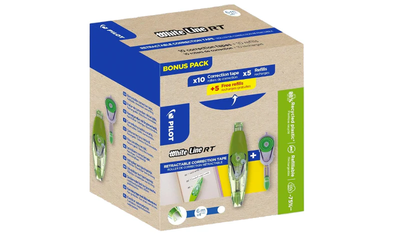 Pilot BegreeN Whiteline-Knock R Retractable Correction Tape with Refills Box of 20 - Image 2