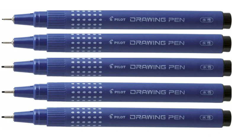 Pilot DR Drawing Pen Black Ink Wallet of 5 - Image 3