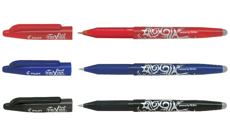 Pilot FriXion Erasable Rollerball Pen Assorted Pack of 3 (Black/Blue/Red) - Image 3