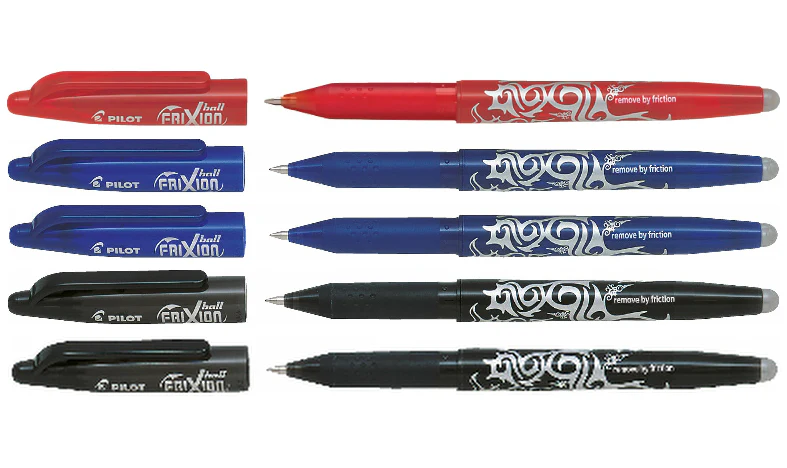 Pilot FriXion Erasable Rollerball Pen Assorted Pack of 5 (2 Black, 2 Blue, 1 Red) - Image 3