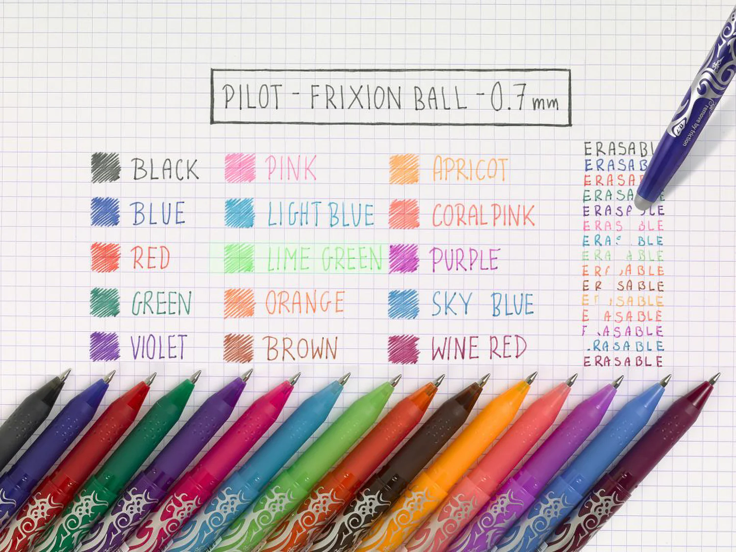 Pilot FriXion Erasable Rollerball Pen Assorted Pack of 5 (2 Black, 2 Blue, 1 Red) - Image 7