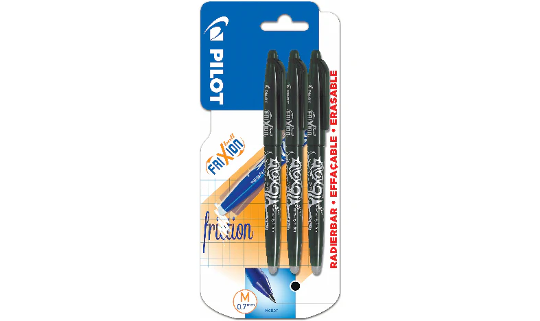 Pilot FriXion Erasable Rollerball Pen Black Pack of 3 - Image 2