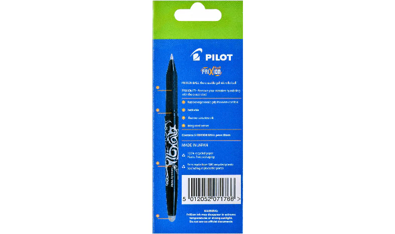 Pilot FriXion Erasable Rollerball Pen Black Pack of 5 - Image 4