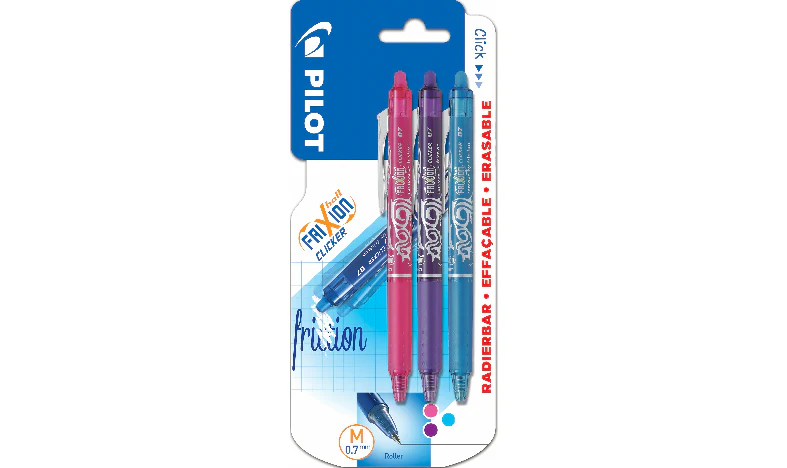 Pilot FriXion Clicker 07 Erasable Rollerball Pen Assorted Pack of 3 - Image 2