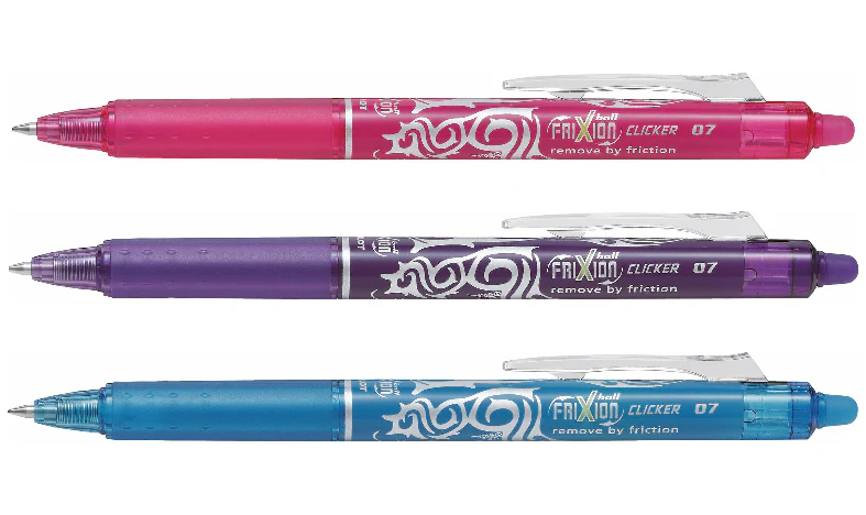 Pilot FriXion Clicker 07 Erasable Rollerball Pen Assorted Pack of 3 - Image 3