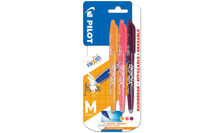 Pilot FriXion Erasable Rollerball Pen Pack of 3 (Apricot Orange/Coral Pink/Wine Red) - Image 2