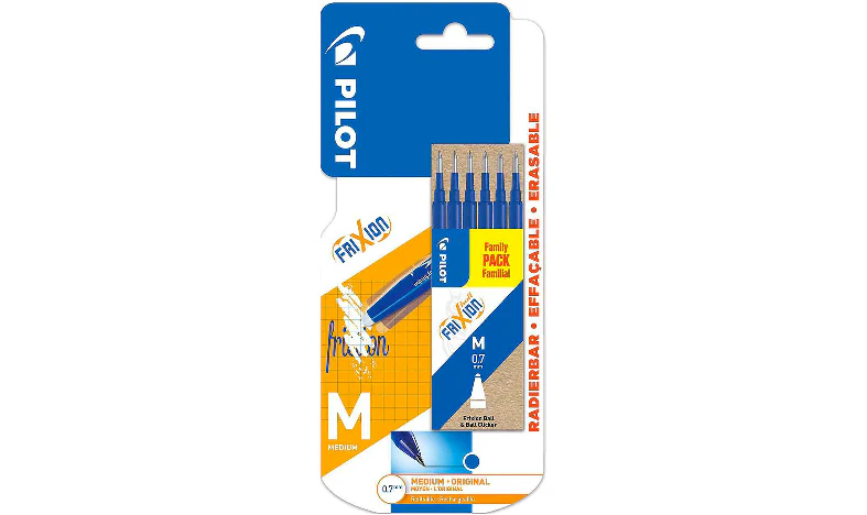 Pilot BLSFR7 FriXion Pen Refill Medium Pack of 6 Blue Blister - Image 2