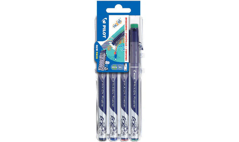 Pilot FriXion Erasable Fineliners 'Set 2 Go' Desk Set of 4 (Black Blue Green Red) - Image 2