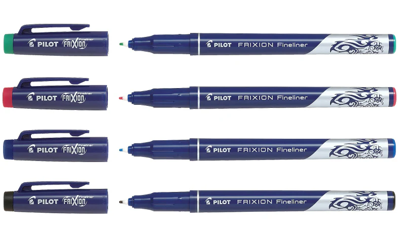 Pilot FriXion Erasable Fineliners 'Set 2 Go' Desk Set of 4 (Black Blue Green Red) - Image 4