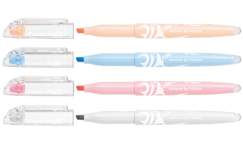 Pilot FriXion Light Natural Erasable Highlighter Pen Wallet of 4 (Grey, Coral Pink, Sky Blue, Pale Orange) - Image 3