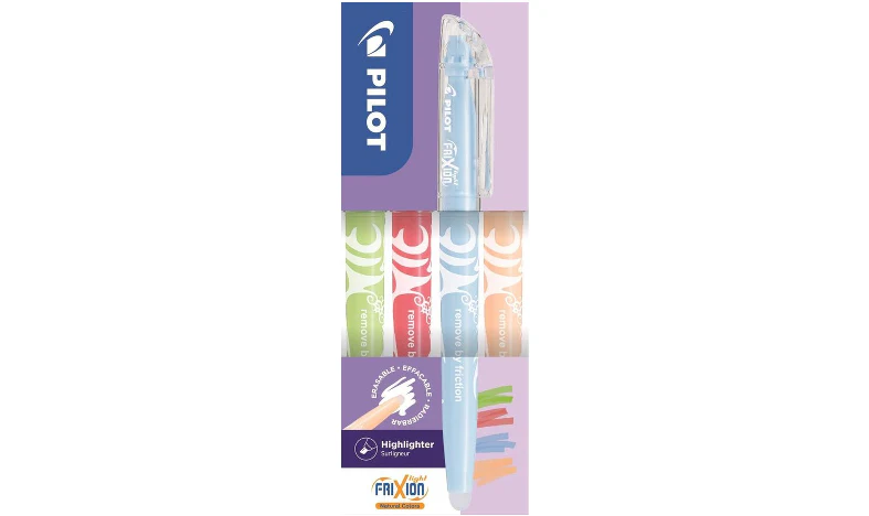 Pilot FriXion Light Natural Erasable Highlighter Pen Wallet of 4 (Light Green, Red, Sky Blue, Pale Orange) - Image 2